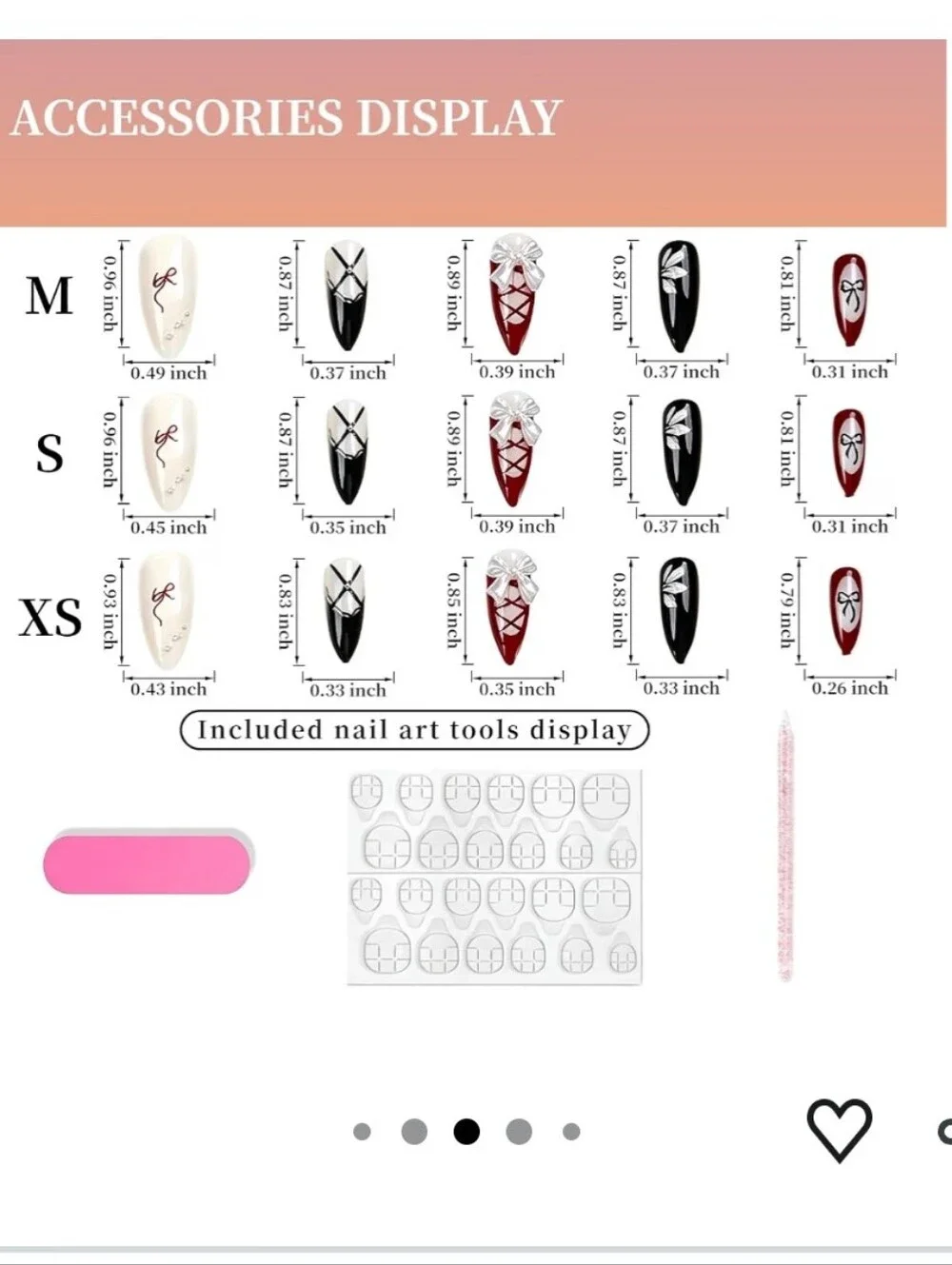 30pcs Y2k Bow Handmade Black Red Press on Nails Medium Almond